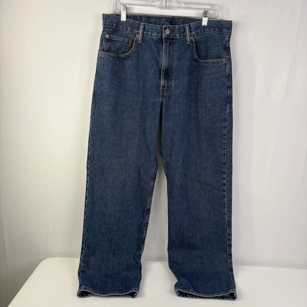 Levis Men's 550 Relaxed Fit Tapered Leg Jeans Dark Wash Blue Denim 34x30